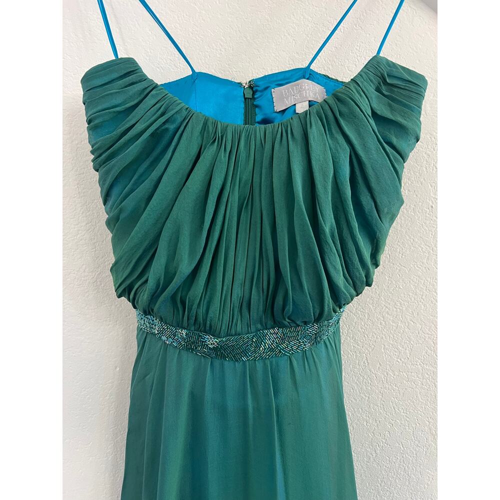 Badgley Mischka Strapless Maxi Dress Size 2 Teal Formal Event Prom Y2K Gala - Picture 8 of 16